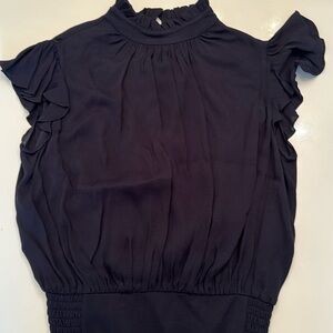 FRAME navy flutter sleeve top size medium
